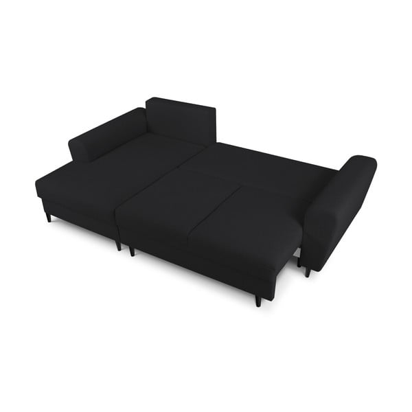 Divano angolare nero allungabile e con contenitore (con penisola a sinistra/con chaise lounge) con rivestimento in bouclé Kyoto – Cosmopolitan Design-image-2