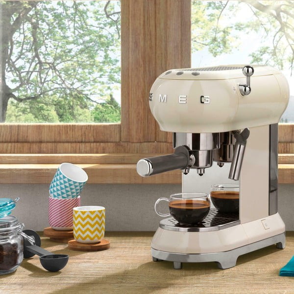 Macchina da caffè espresso a leva di colore bianco crema per l'espresso 50's Retro Style - SMEG-image-1