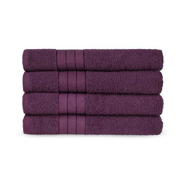 Set di 4 asciugamani in spugna di cotone bordeaux 50x100 cm - Good Morning