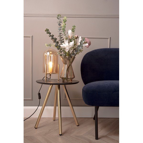 Lampada da tavolo Bell in vetro giallo senape, altezza 30 cm - Leitmotiv-image-1