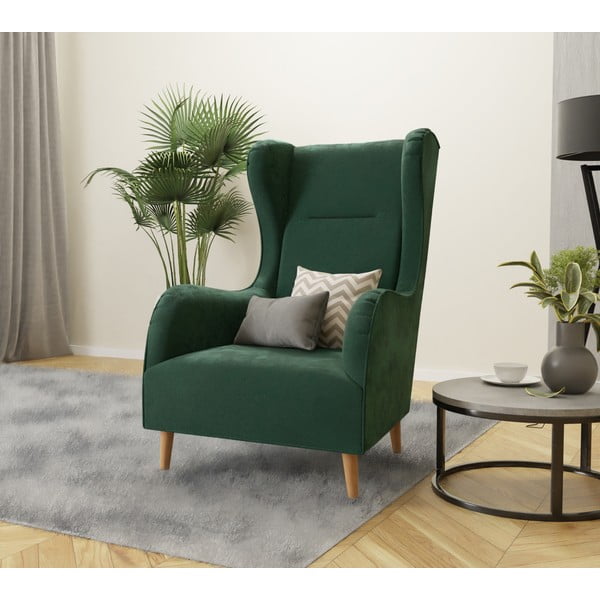 Poltrona in velluto verde scuro Carole - Ropez-image-3