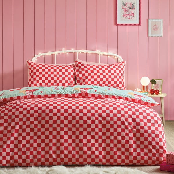 Set copripiumino e federa verde e rosa per letto singolo 135x200 cm Santa's Howdy Christmas – Catherine Lansfield-image-2