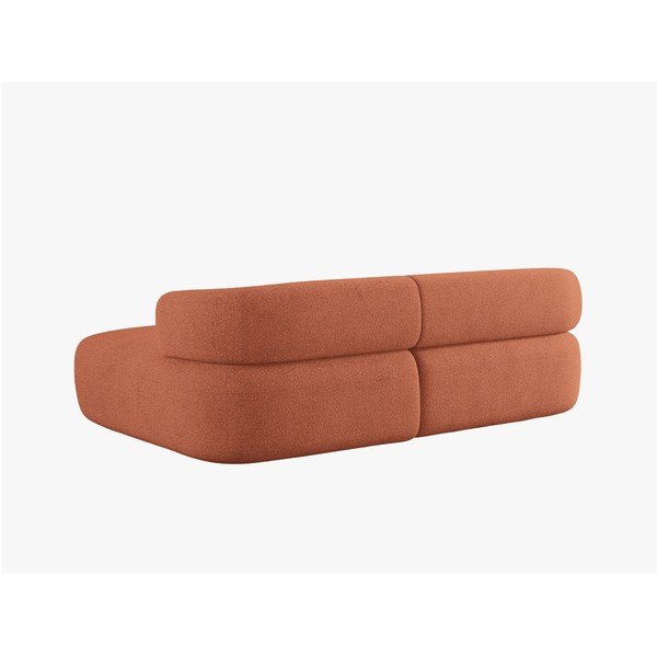 Divano angolare color terracotta (con penisola a destra/con chaise lounge) con rivestimento in bouclé Jenny – Micadoni -image-3