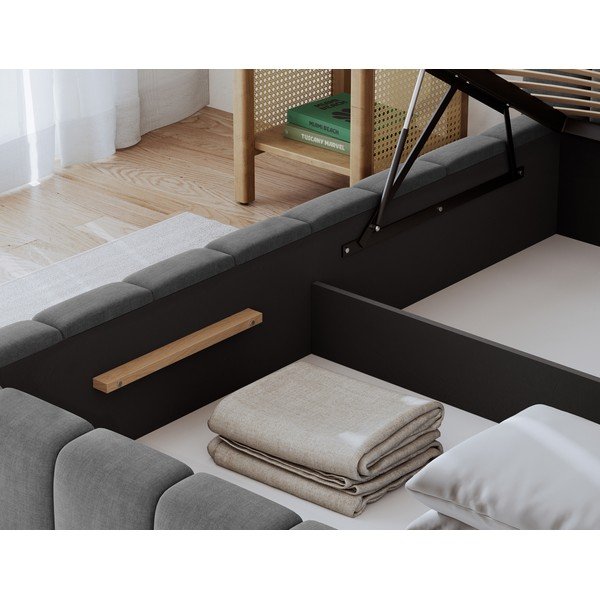 Letto matrimoniale imbottito grigio con contenitore con rete inclusa 180x200 cm Lamica – ELTAP-image-4