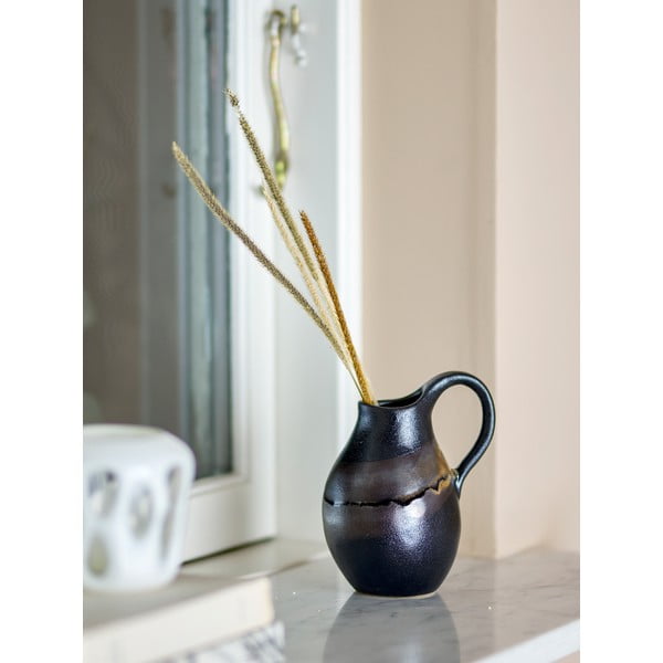 Vaso grigio scuro in gres (altezza totale 15 cm) Alvena – Bloomingville-image-1