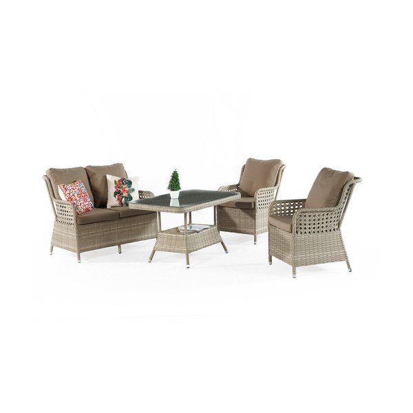 Set da giardino in rattan artificiale beige per 4 persone Cenova - Floriane Garden-image-2