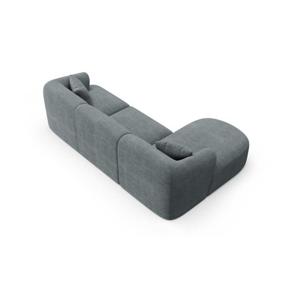 Divano angolare grigio scuro (con penisola a sinistra/con chaise lounge) con rivestimento in velluto a coste Campi – Cosmopolitan Design-image-3