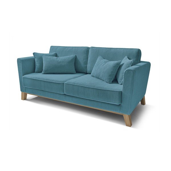 Divano turchese con rivestimento in velluto a coste 186 cm – Bobochic Paris-image-3