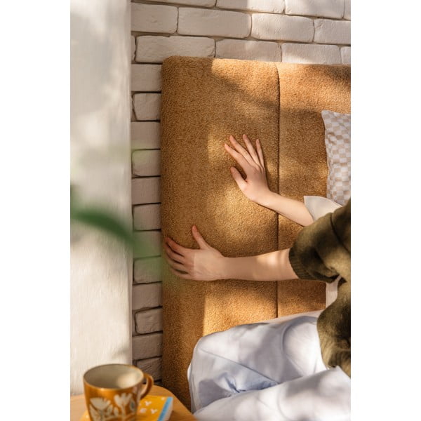 Letto matrimoniale imbottito color senape con contenitore con rete inclusa 160x200 cm Thessa Bold Line – Bonami Selection-image-3