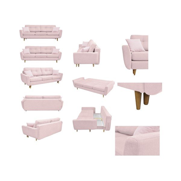 Divano letto rosa con gambe leggere Rose - Mazzini Sofas-image-1