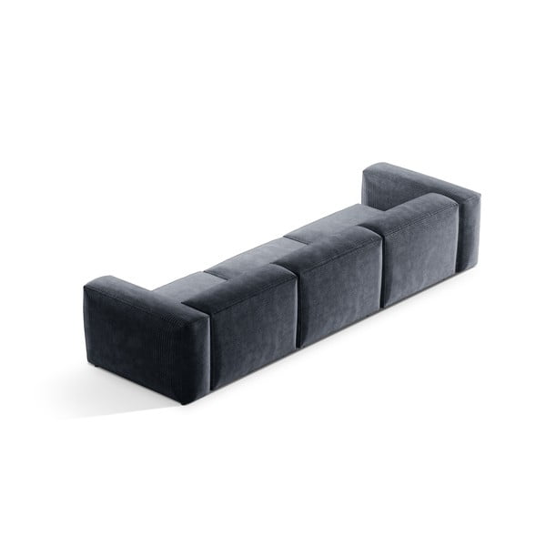 Divano blu polveroso con rivestimento in velluto a coste 364 cm Bergamo – Cosmopolitan Design-image-4