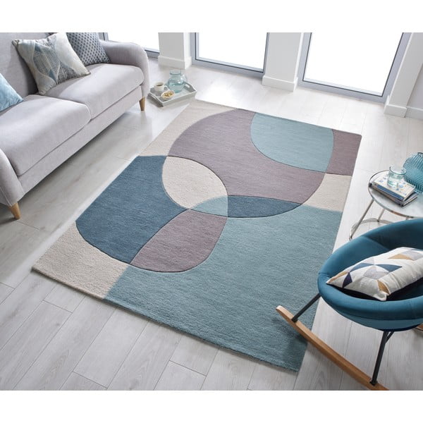 Tappeto in lana blu/beige 120x170 cm Glow - Flair Rugs-image-1