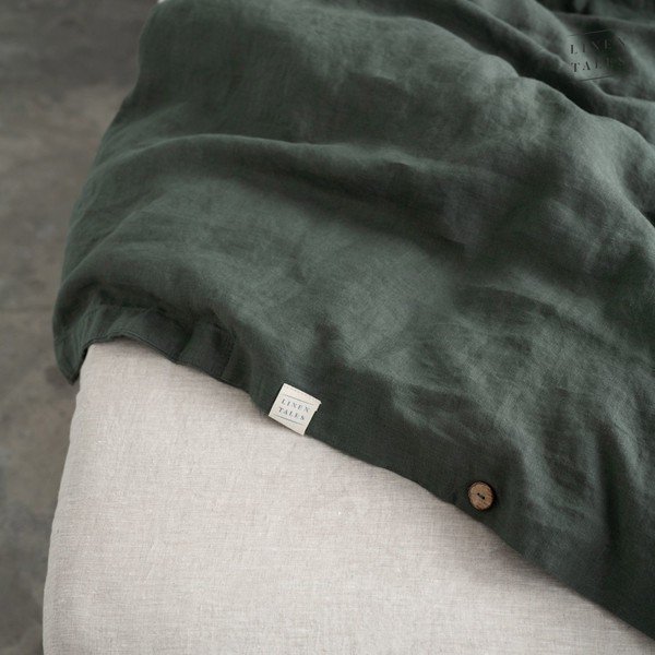 Biancheria da letto verde scuro 220x140 cm Forest Green - Linen Tales-image-3