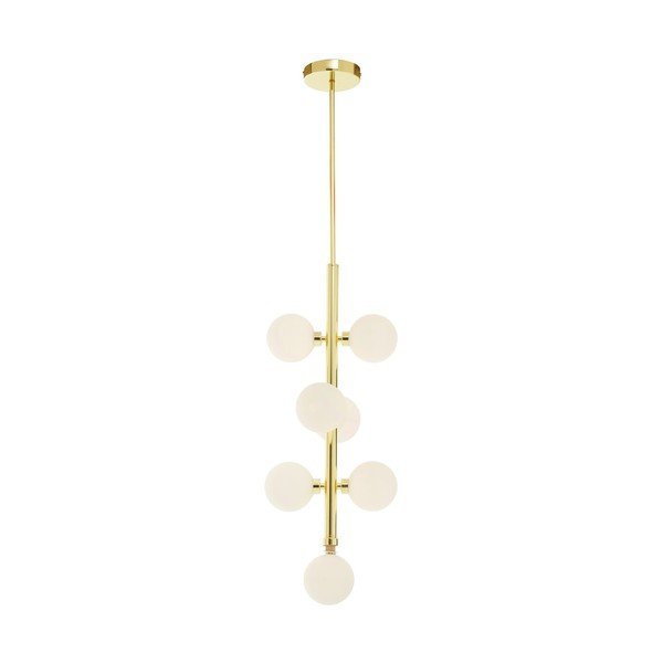 Lampadario bianco/dorato in metallo con paralume in vetro ø 27 cm Trieste – Premier Housewares-image-3