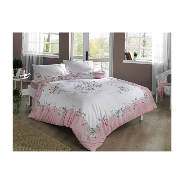 Biancheria da letto in cotone con lenzuolo per letto matrimoniale Madelyn V2 Pink, 200 x 220 cm - Unknown