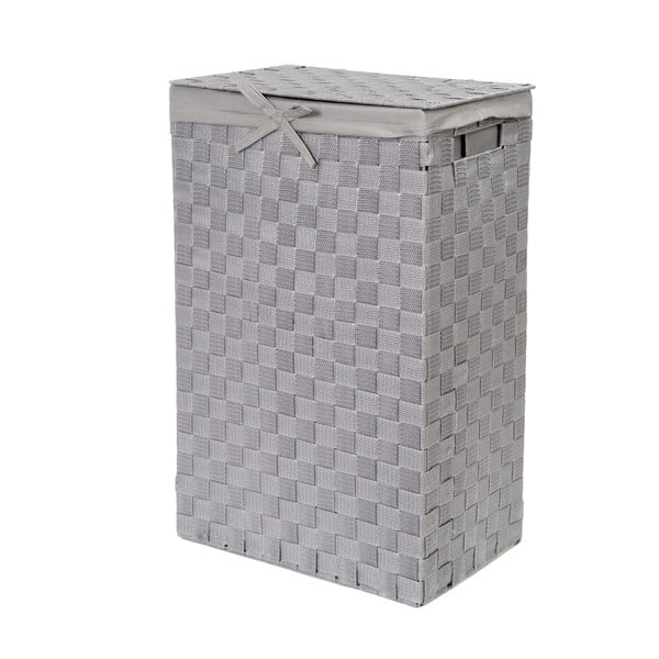 Cesto da bucato grigio con coperchio Cesto da bucato in lino, altezza 60 cm - Compactor-image-1