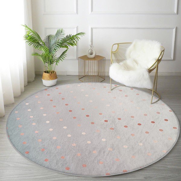 Tappeto rotondo lavabile di colore grigio-rame adatto per aspirapolvere robot ø 120 cm Comfort - Mila Home-image-4