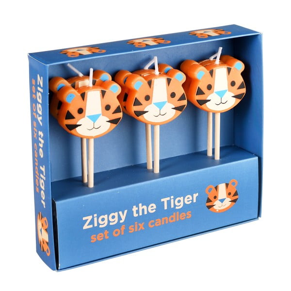 Set di 6 candele per torta Ziggy The Tiger - Rex London