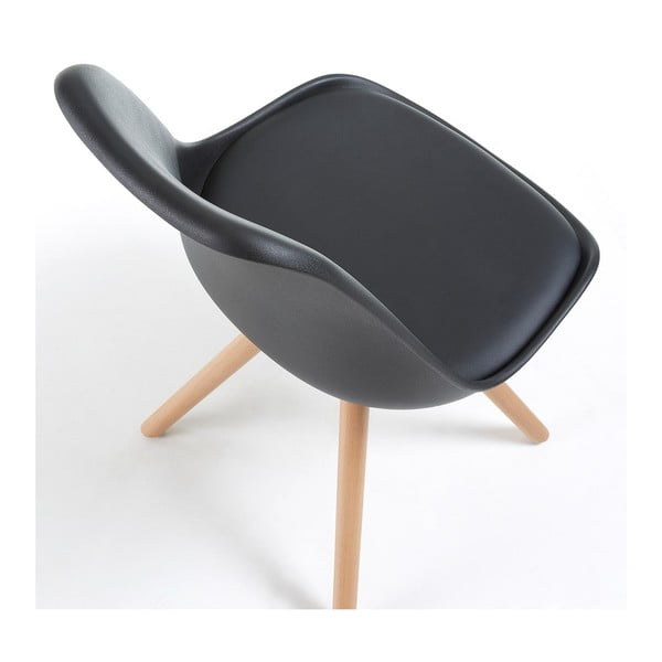 Sedia nera con gambe in faggio Lumos - Bonami Essentials-image-2