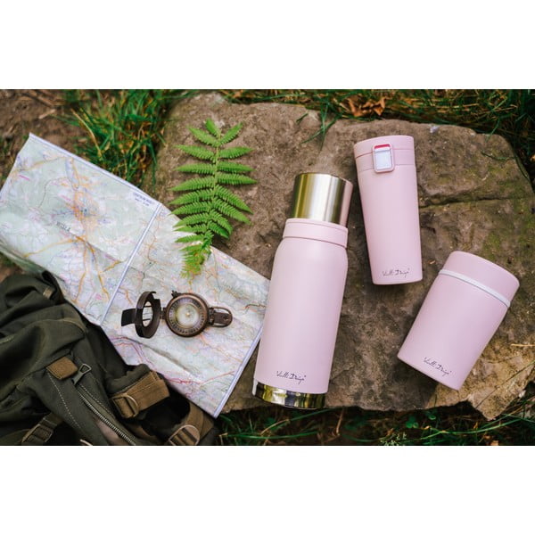 Tazza termica da viaggio rosa, 400 ml Fuori - Vialli Design-image-1