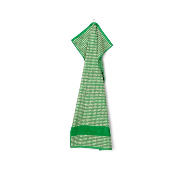 Asciugamano in cotone biologico verde e beige 70x140 cm Check - JUNA-image-2