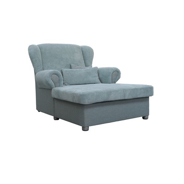 Chaise longue blu polveroso con rivestimento in velluto a coste Lord – Ropez-image-2