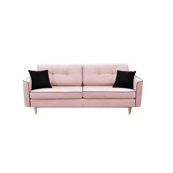 Divano letto rosa a tre posti con gambe chiare Ivy - Mazzini Sofas