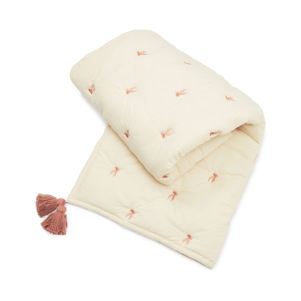 Coperta per bambini giallo chiaro/rosa in cotone organico trapuntata 90x120 cm Bows – Cam Cam Copenhagen