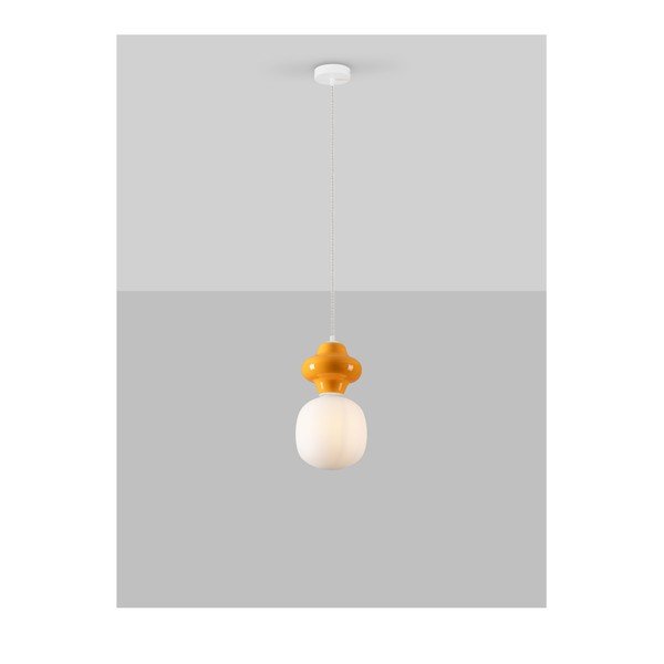 Lampadario bianco/arancione in ceramica con paralume in vetro ø 18 cm Clio – Nova Luce-image-4