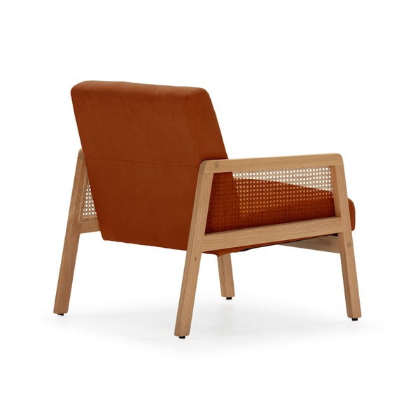 Poltrona con trama color mattone con rivestimento in velluto a coste Debra – Marckeric-image-4