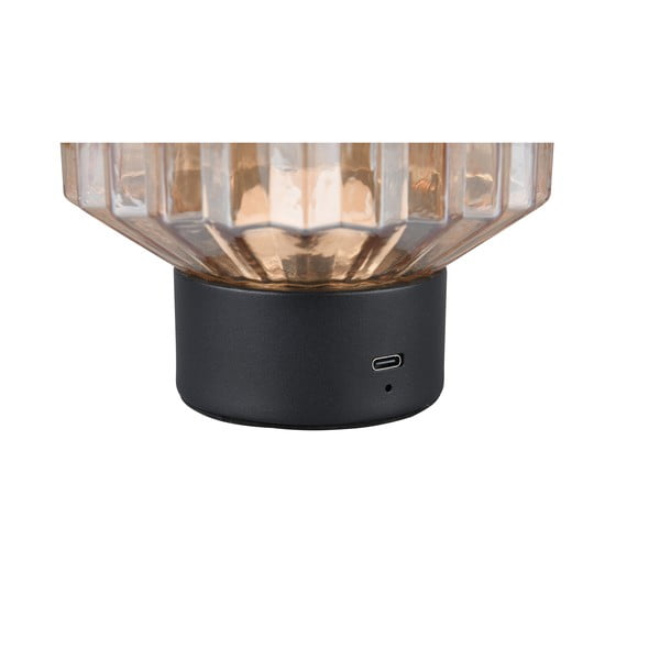 Lampada da tavolo LED dimmerabile nera e beige con paralume in vetro (altezza 19,5 cm) Lord - Trio-image-4