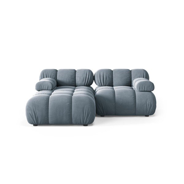 Divano angolare componibile grigio (con penisola a sinistra/con chaise lounge) con rivestimento in velluto – Micadoni 