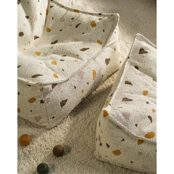 Pouf a sacco per bambini bianco con rivestimento in bouclé e ciniglia Terrazzo Chair – Wigiwama-image-4