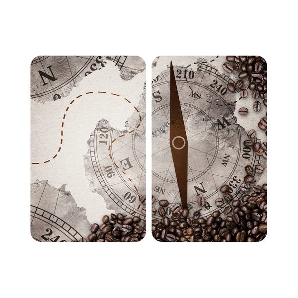 Sada 2 skleněných krytů na sporák Wenko Compass, 52 x 30 cm