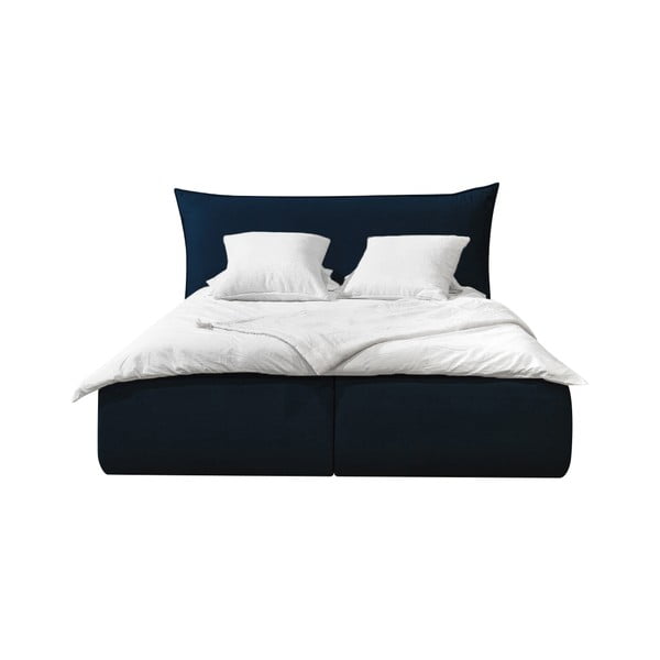 Letto matrimoniale in blu scuro imbottito con spazio contenitivo con griglia inclusa 180x200 cm Jade – Bobochic Paris