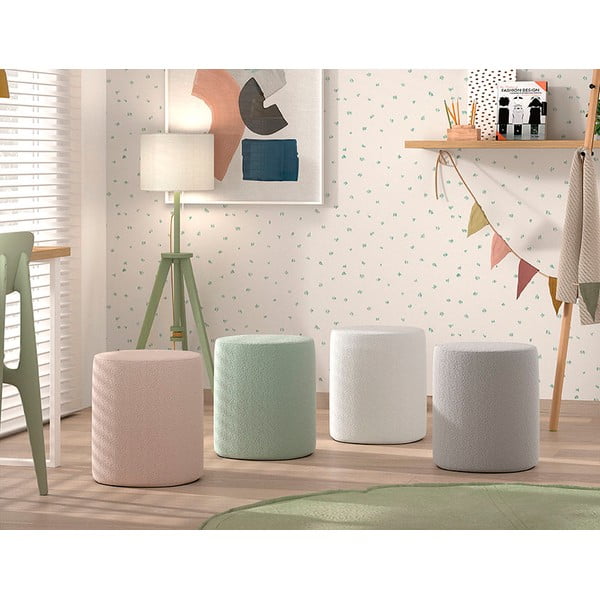 Pouf bianco per bambini in tessuto bouclé MOON - Vipack-image-2