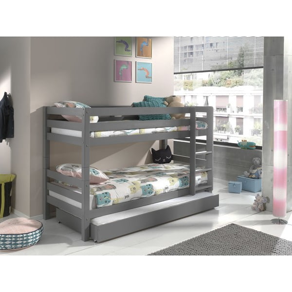 Letto a castello grigio per bambini 90x200 cm PINO - Vipack-image-2