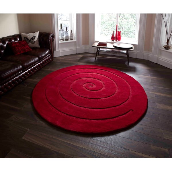 Tappeto in lana rosso rubino , ⌀ 180 cm Spiral - Think Rugs-image-1
