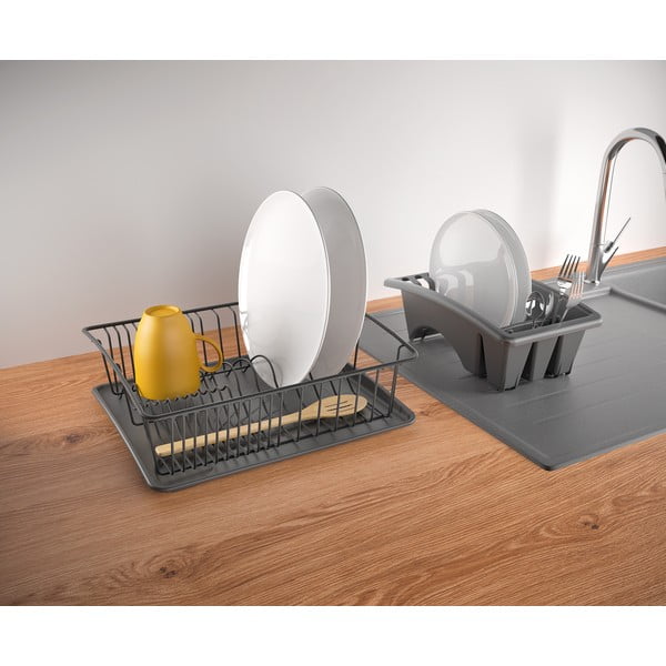 Vaschetta di raccolta in acciaio inox grigio antracite Aquatexplus Lava - Metaltex-image-4