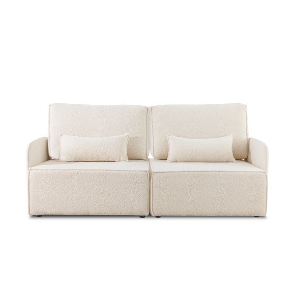 Divano angolare crema in tessuto bouclé (variabile) - Really Nice Things-image-2