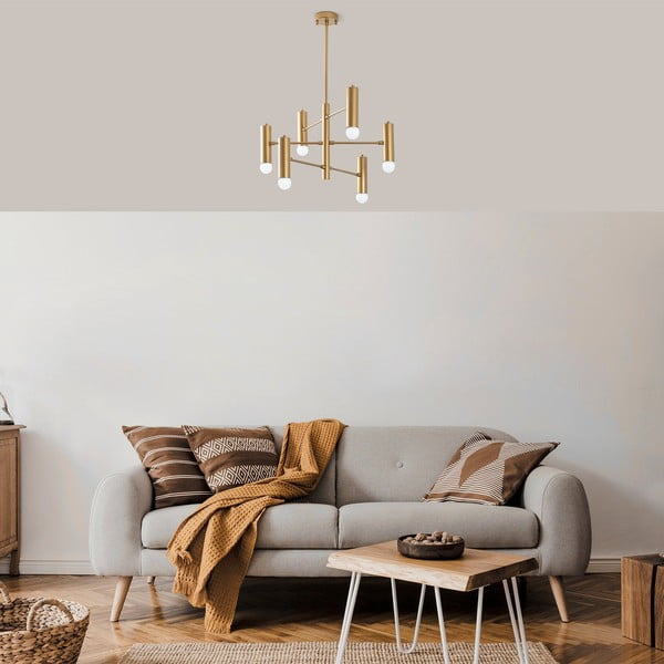 Lampadario dorato con paralume in metallo Gharib – Opviq lights-image-3