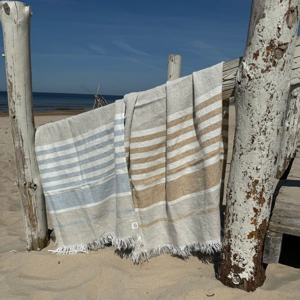 Telo mare in lino blu 85x140 cm Allure Stripe - Linen Tales-image-4