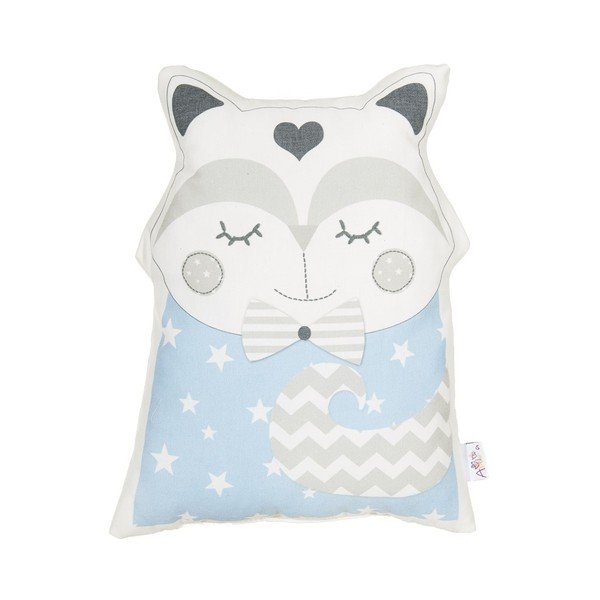 Cuscino per bambini blu con cotone Mike & Co. Cuscino giocattolo NEW YORK Gatto intelligente, 23 x 33 cm - Mike & Co. NEW YORK