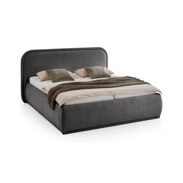 Letto matrimoniale imbottito color antracite rete non inclusa 160x200 cm Soma – Meise Möbel-image-3