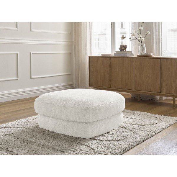 Poggiapiedi bianco con rivestimento in ciniglia Leonore – Bobochic Paris-image-1