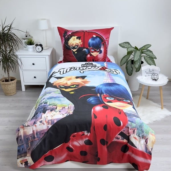 Biancheria da letto per bambini in cotone per letto singolo 140x200 cm Miraculous – Jerry Fabrics-image-1