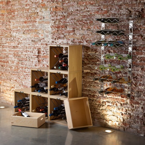 Portabottiglie in frassino di colore naturale numero di bottiglie 12 36,5x36x29 cm Macon - Compactor-image-1