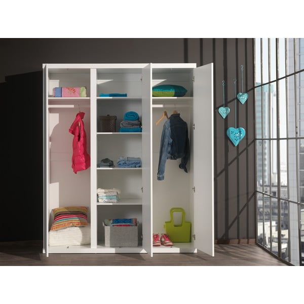 Armadio bianco, altezza 204 cm Lara - Vipack-image-1