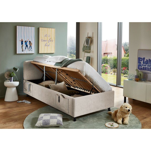 Letto da bambini beige con contenitore con rete inclusa 90x200 cm Cosy – Meise Möbel-image-2