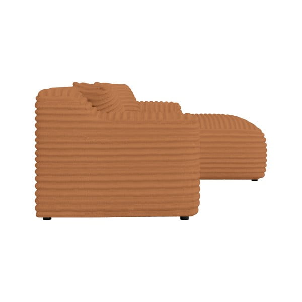 Divano angolare color terracotta (con penisola a destra e chaise lounge) rivestito in velluto a coste Martin – Ropez-image-3